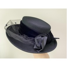 Betmar Plaza Suite Black Wool Felt Hat Fedora Netting and Velvet Band One Size  eb-90307938